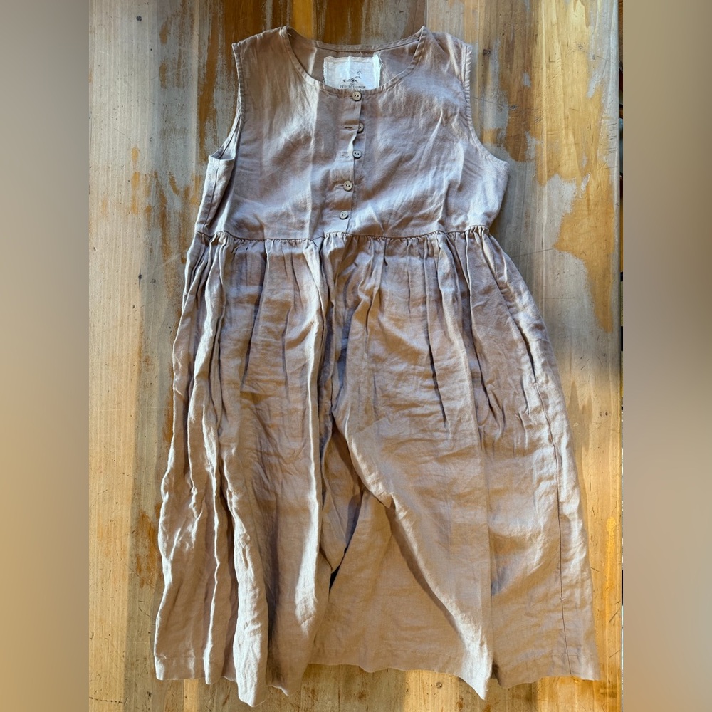 NotPERFECTLINEN MAMA maxi dress (Large) in Taupe (Beige)
